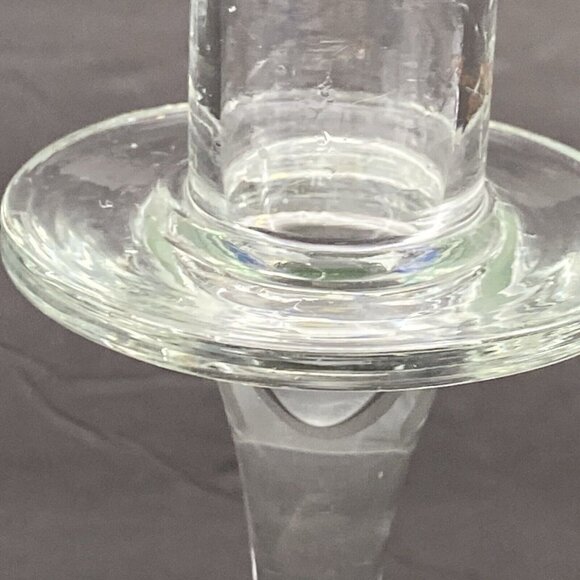 Studio Hand Blown Clear Glass Taper Candle Holder Set Of 2 Graduating 10.5”9.75” - Picture 7 of 11